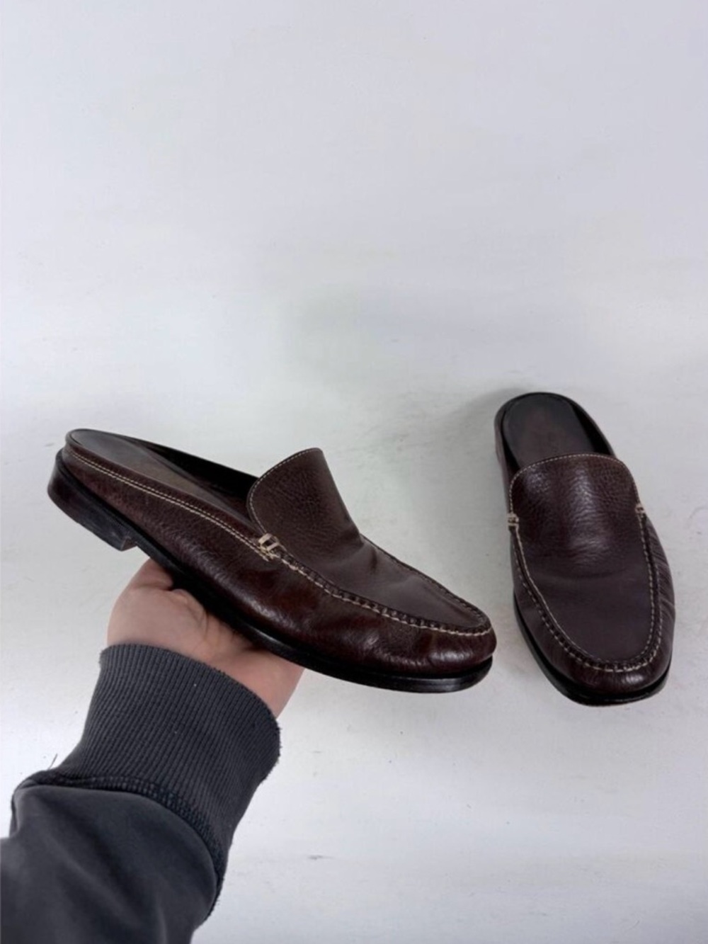 Vintage Cole Haan Aramish Loafers Mules Women's 8 Dark Brown Leather Slip-On